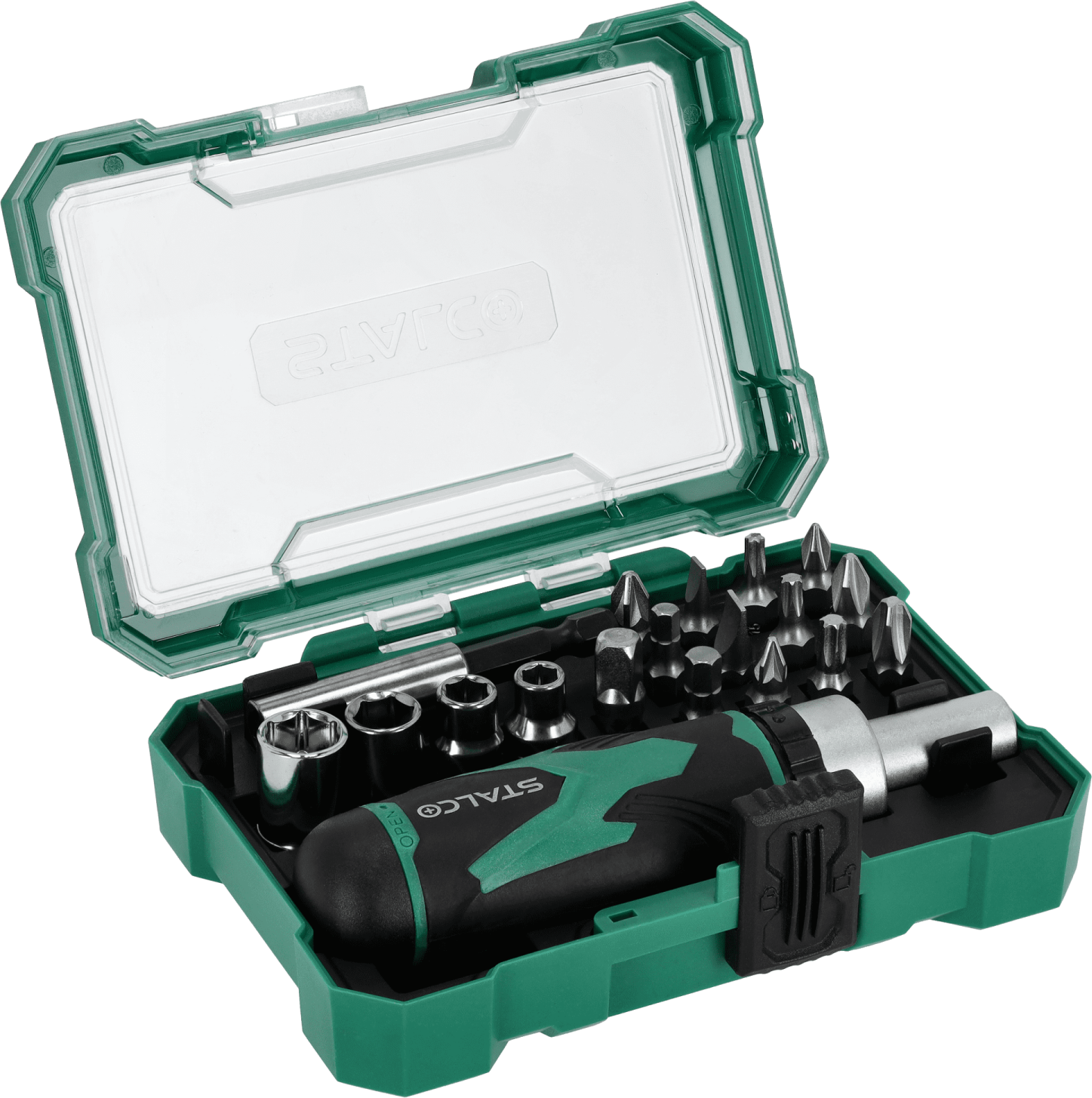 Bit, socket and accessory set 1/4", 19 elements
