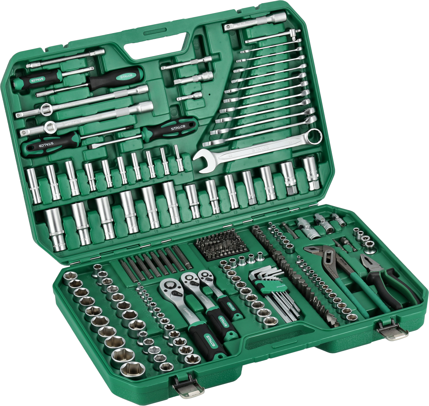 1/4”+3/8”+1/2” Socket wrench set 237pcs +tools, metal case STALCO S-54018