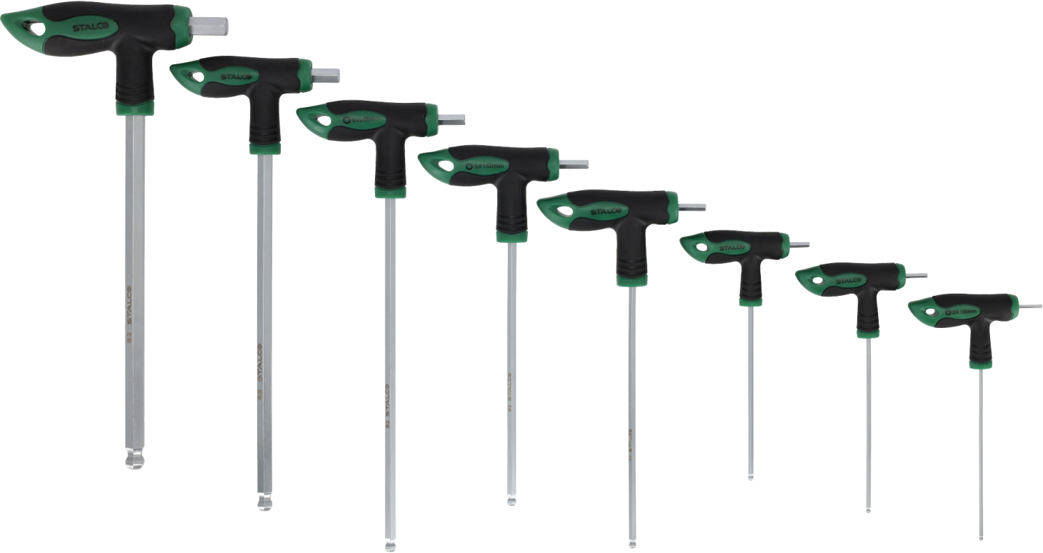 Torx keys T type, 8 pcs, S2 HEX ball ended 2, 2.5, 3, 4, 5, 6, 8, 10mm STALCO S-56252