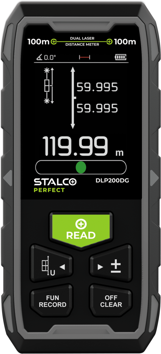 Dual laser distance meter DLP200DG 2x100m STALCO PERFECT S058298004