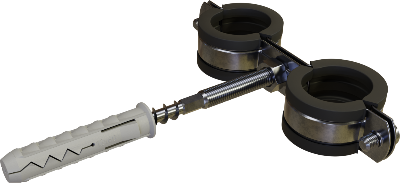 Uchwyt podwójny do rur z gumą (16-19mm) 3/8” (20/300) STALCO URPG038