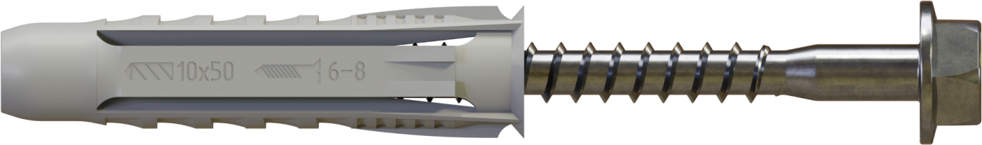 Universal plug with hex head screw RXK-10/6.0x60 nylon (25/300) STALCO PERFECT RXK1060060