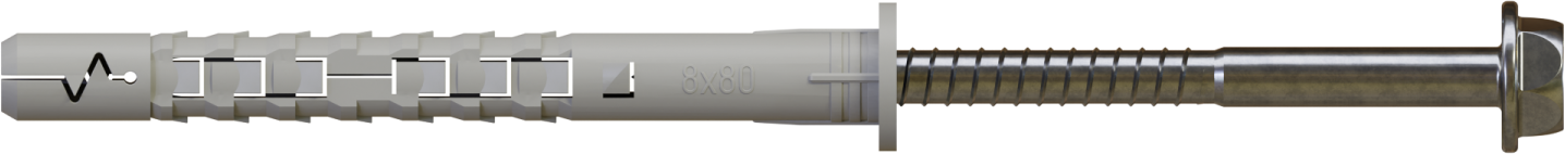 Kołek rozporowy ramowy łeb sześciokątny (klucz 10/T25) 8x60 nylon (50/900) STALCO PERFECT TXK08060