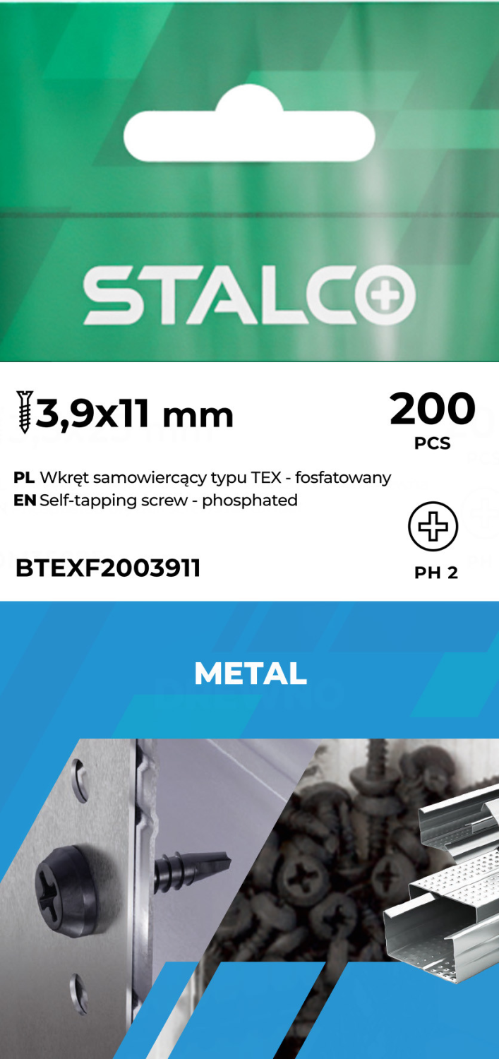 Self-drilling screw, Wafer Head, PH, ∅3.5x9.5mm, bag 100 pcs,phosphated STALCO BTEXF1003595