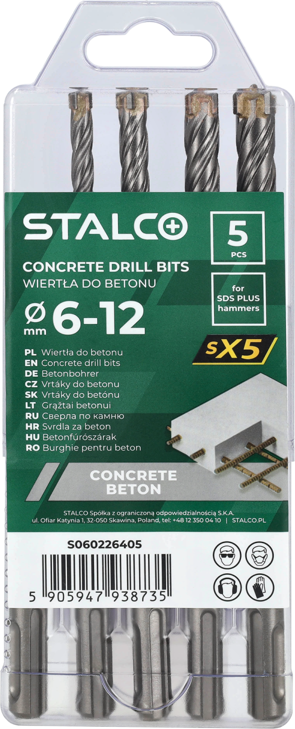 Masonry drill set 5pcs SX5 6,0-12,0 mm STALCO S060226405