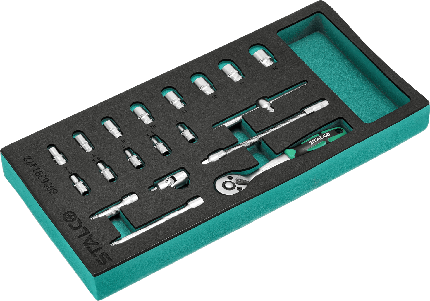 Socket Set 1/4” 19pcs 4-14mm CrV 72T STALCO STALCO S026391472