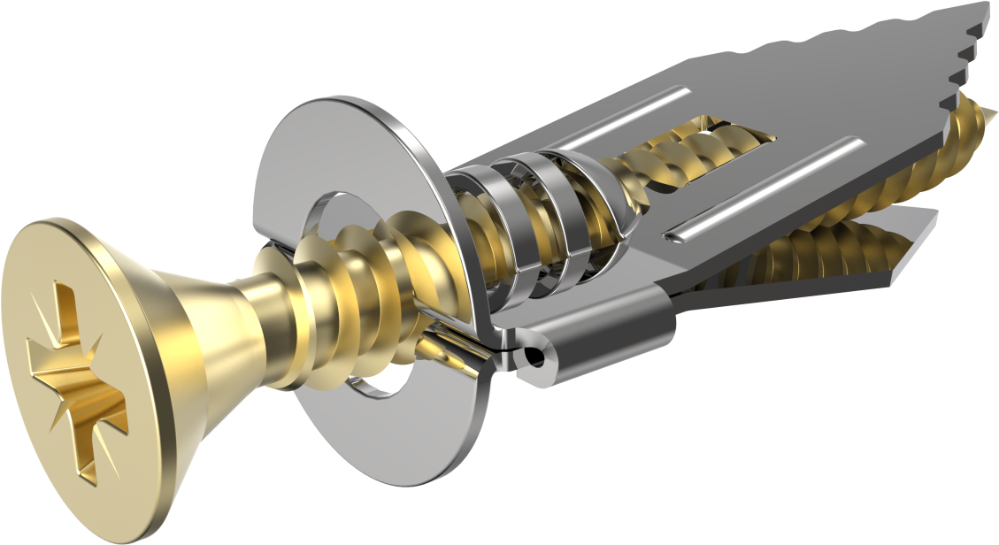 Metal hammer-in anchor for plasterboard walls with a 4x40 mm screw