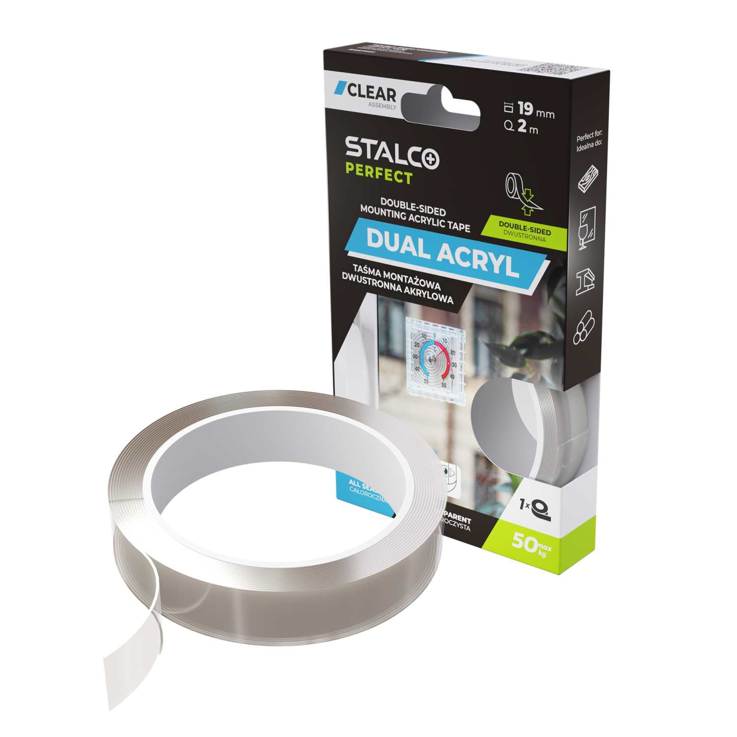 Taśma montażowa dwustronna, akrylowa 19mm x 2m STALCO PERFECT S042276664