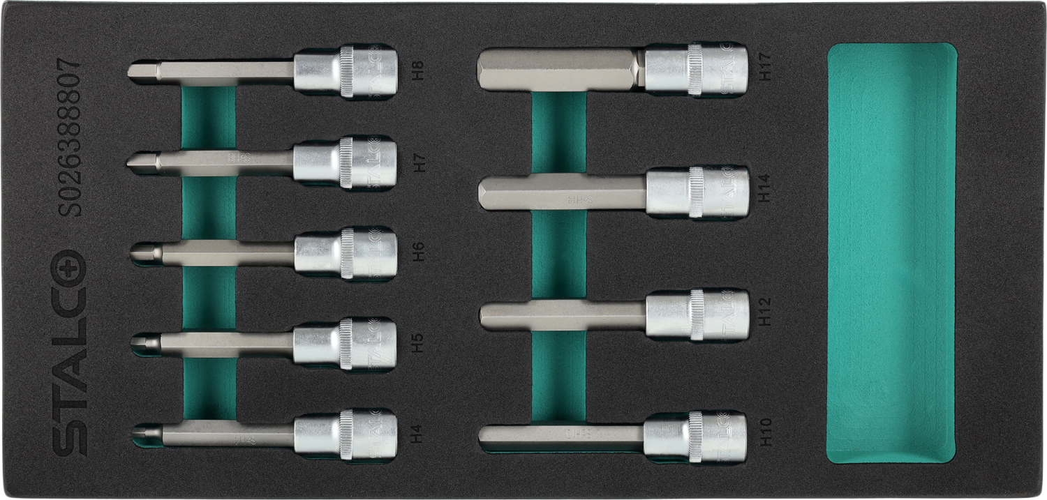 Set HEX bit's S2: H4, H5,H6,H7,H8,H10,H12,H14,H17, EVA tray 9pcs STALCO S026388807