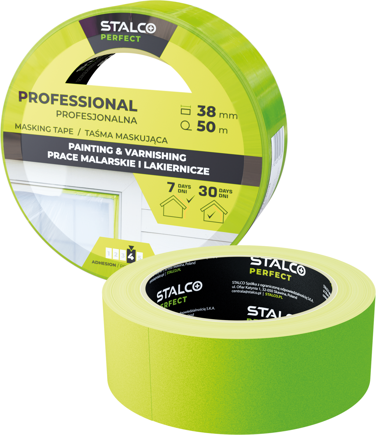 Professional masking tape lime green (48pcs) 25mm x 50m STALCO PERFECT S-76656