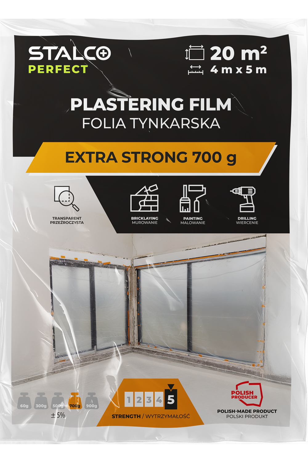 Folia tynkarska extra strong 4x5m 700g STALCO PERFECT S043147645