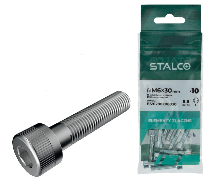 Śruby imbusowe DIN912 PN-82302 6x16mm 8.8 ocynk bag (14) 1/12/72 STALCO BS91288Z06016
