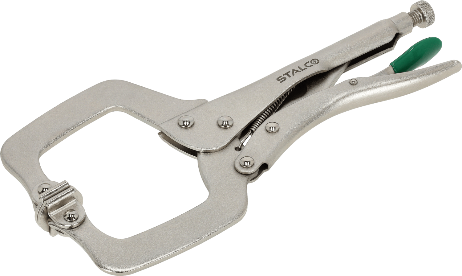 Szczypce spawalnicze klamrowe, zatrzaskowe, wahliwe końcówki, typ "C"  280mm STALCO S011914305