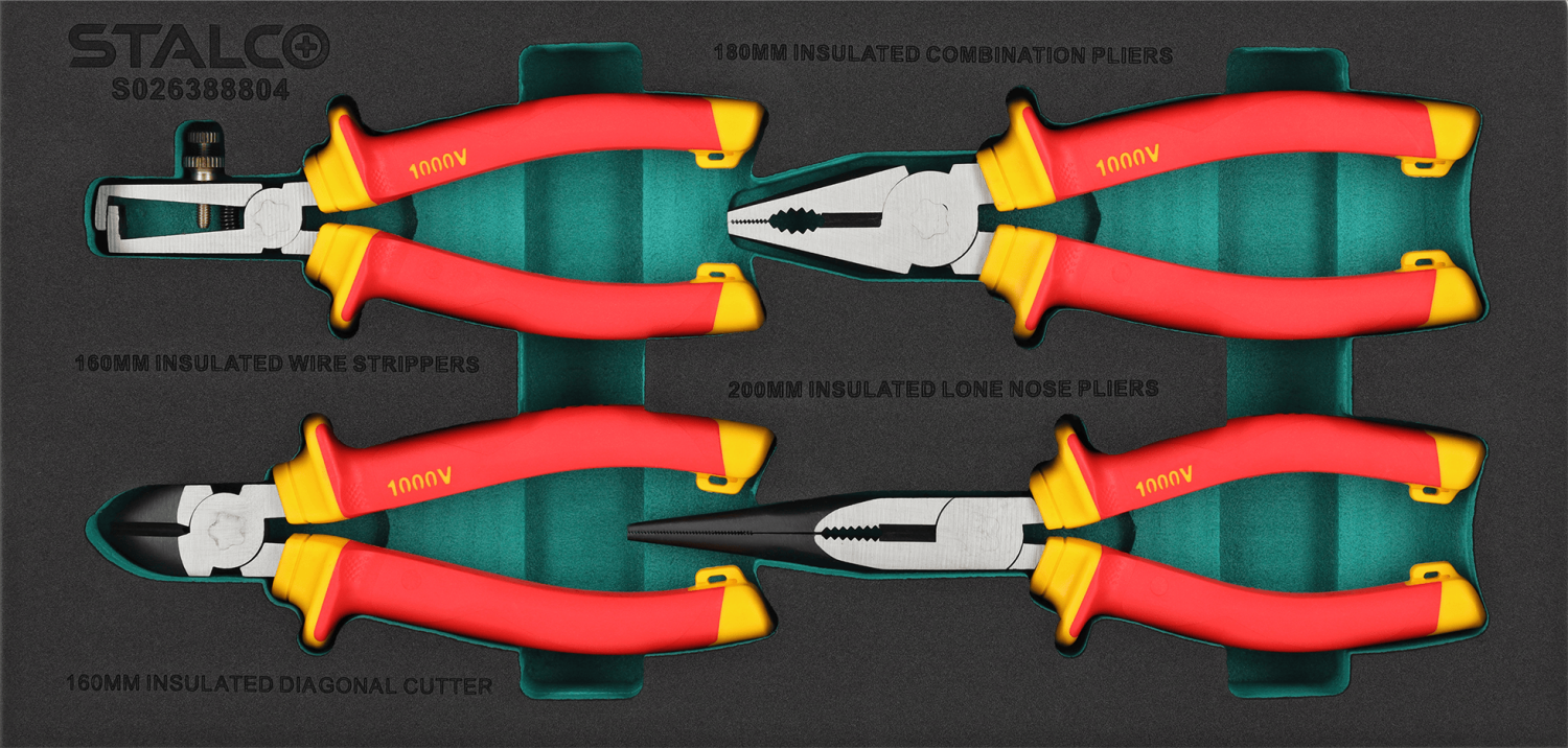 Zestaw szczypiec elektrotechnicznych, 4elem. stal CrV 1000V wkład EVA STALCO S026388804