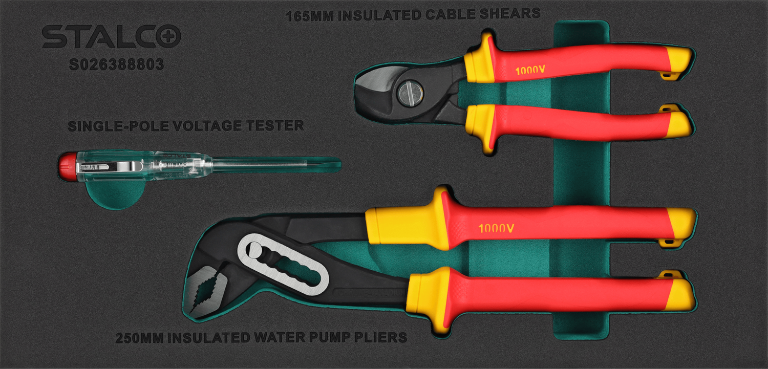 Zestaw narzedzi elektrotechnicznych, 3elem. stal CrV 1000V wkład EVA STALCO S026388803