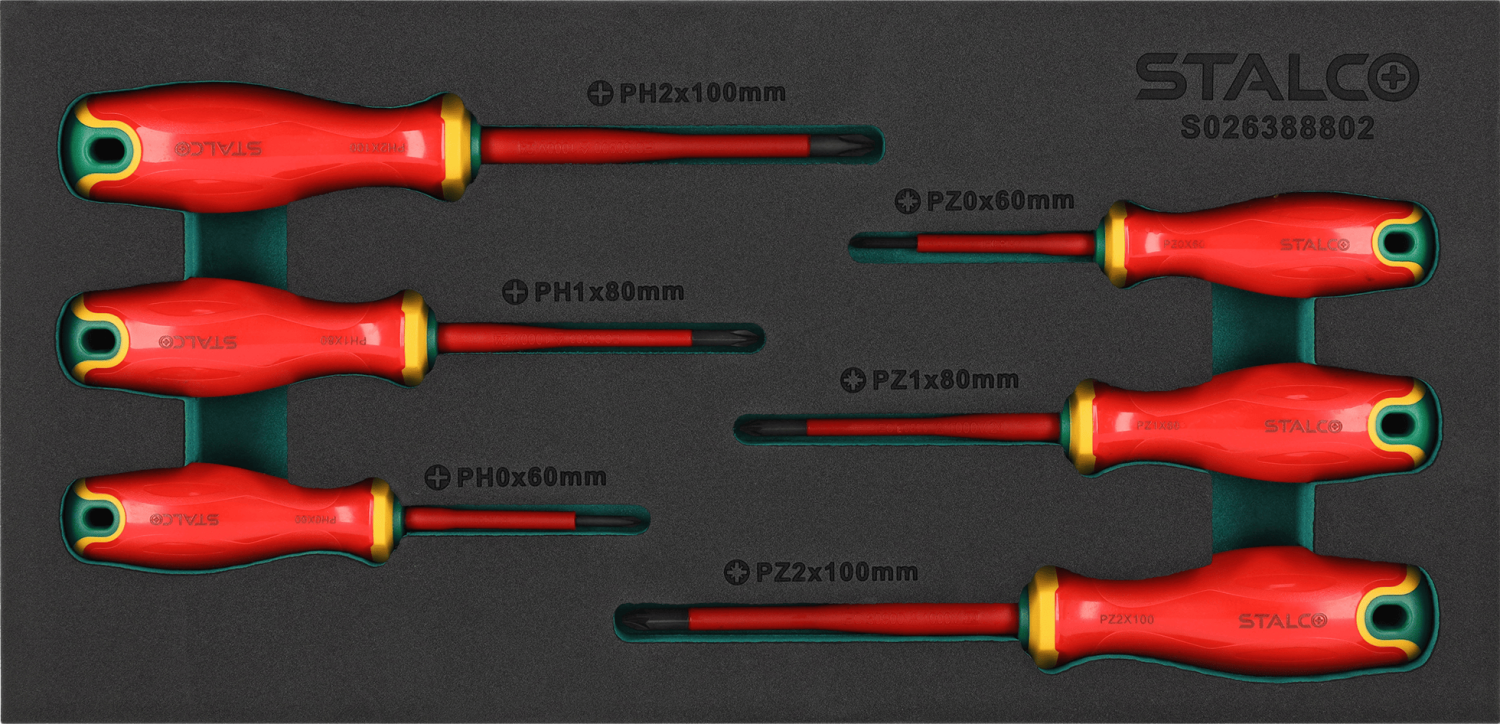Wkrętaki elektrotechniczne PH/PZ, 6 elem. stal S2 1000V wkład EVA STALCO S026388802
