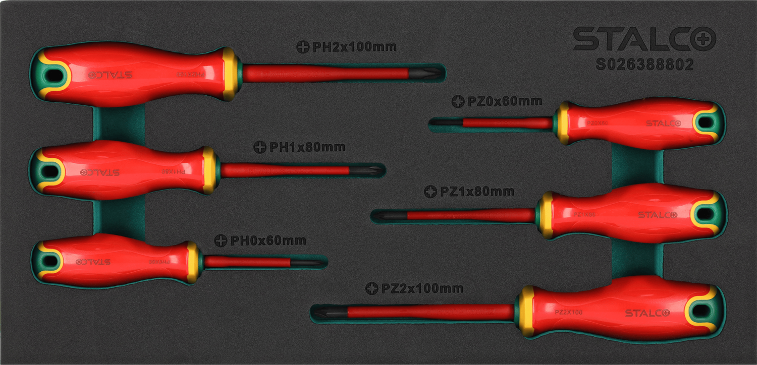 Wkrętaki elektrotechniczne SL/TORX, 7 elem. stal S2 1000V wkład EVA STALCO S026388801