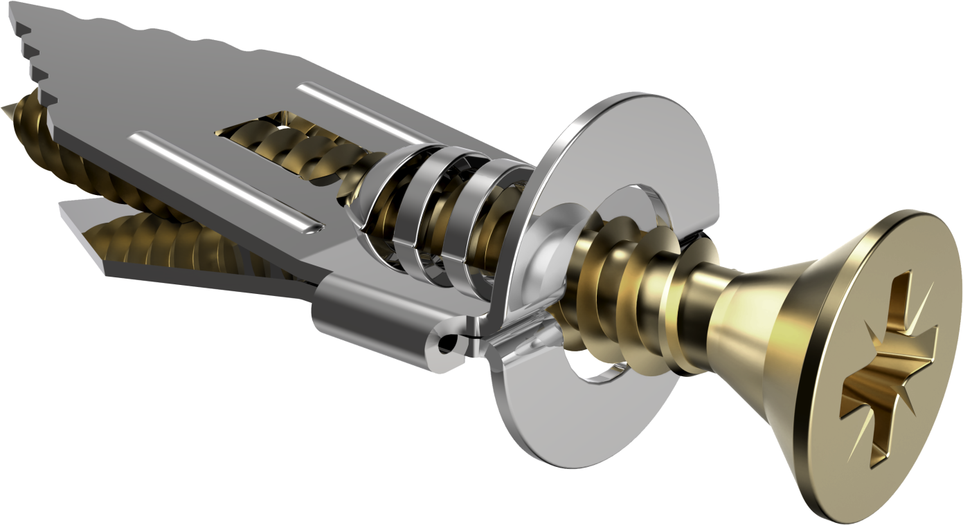 Metal hammer-in anchor for plasterboard walls with a 4x40 mm screw