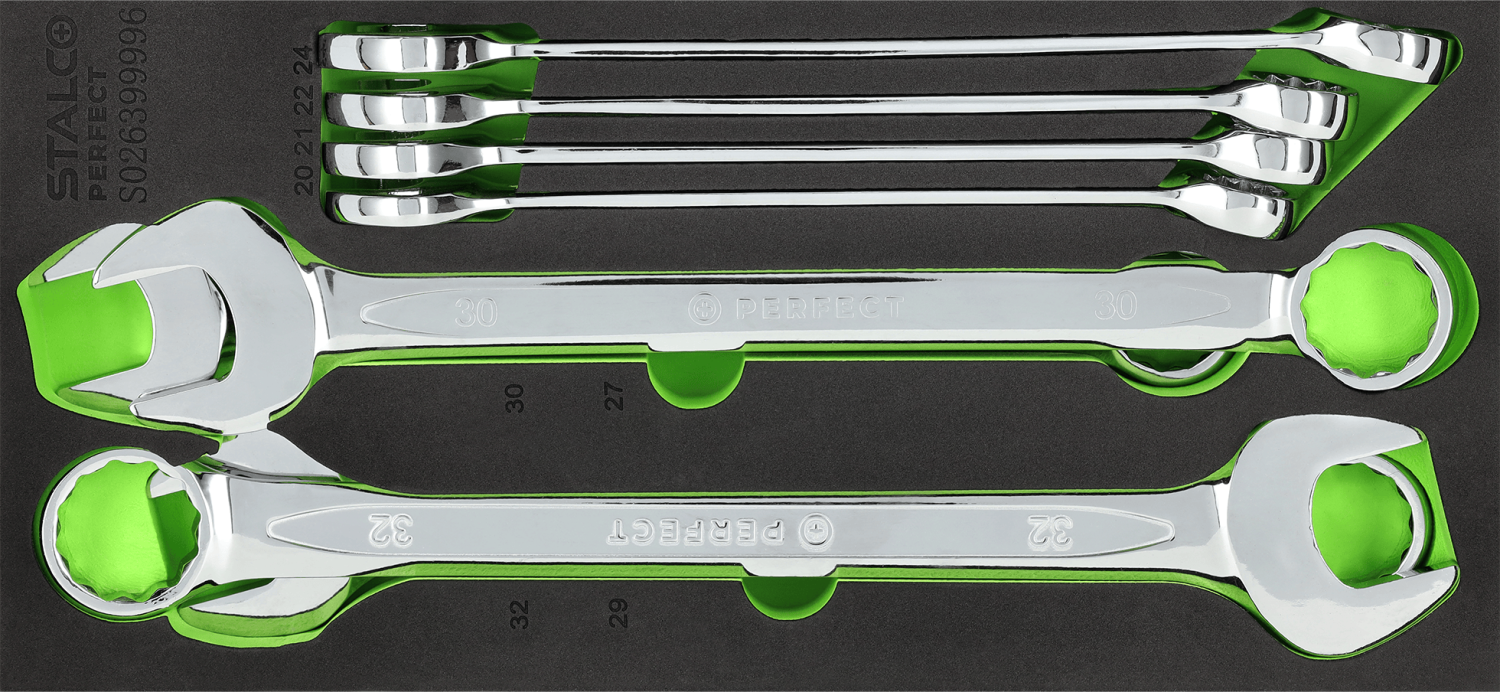 Zestaw kluczy płasko oczkowych 20-32mm, CrV 8elem. wkład EVA STALCO PERFECT S026399996