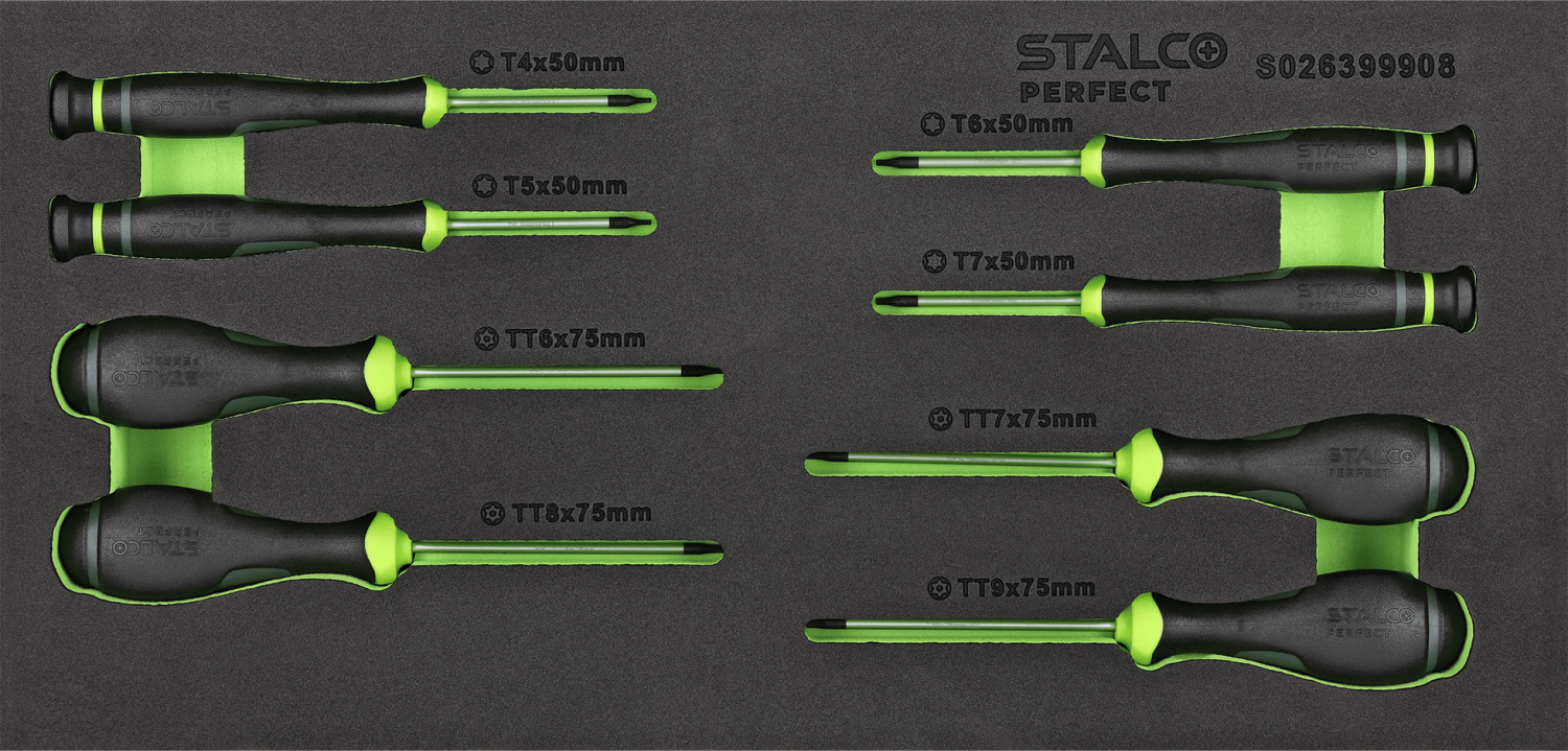 Wkrętaki precyzyjne TORX, 8 elem. stal S2, wkład EVA STALCO PERFECT S026399908